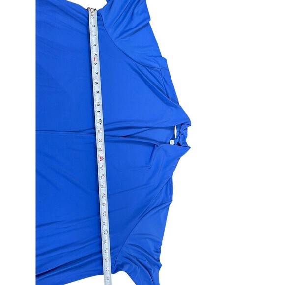 Susan Graver Women’s 3X Liquid Knit Stretch Open Front Cardigan Royal Blue Top - Picture 10 of 13